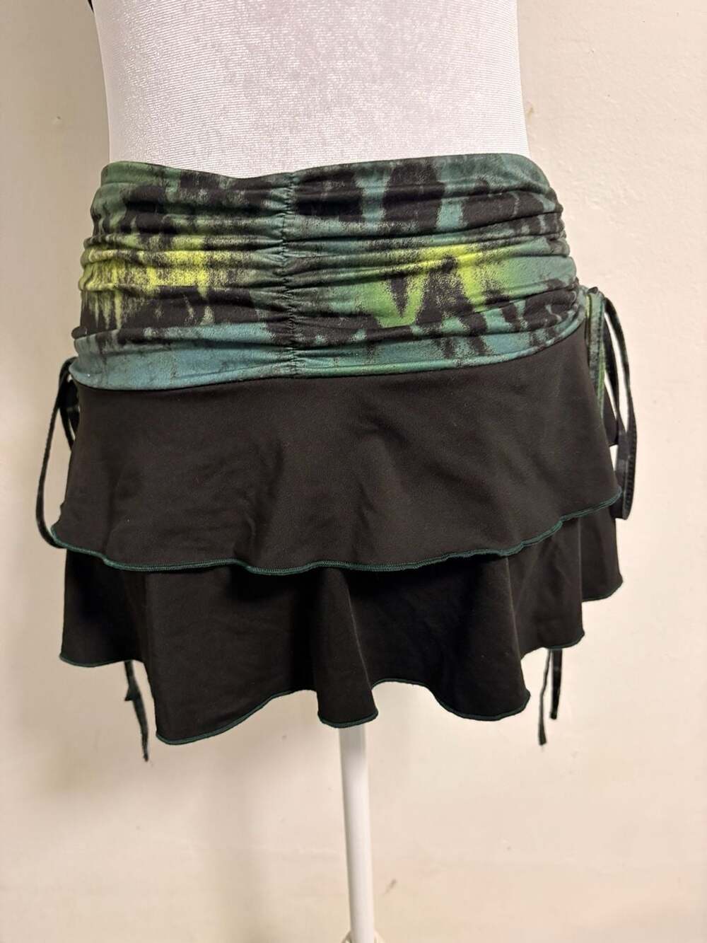 Goblincore Alt Goth Fairy Tiered Tie- Side Mini Skirt XS - Picture 3 of 5